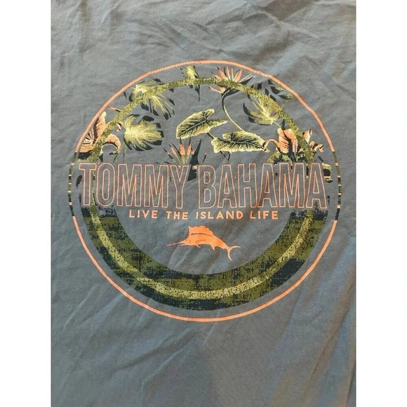 Tommy Bahama Live The Island Life T-Shirt Men's Medium M Short Sleeve Blue b42 - Picture 4 of 5